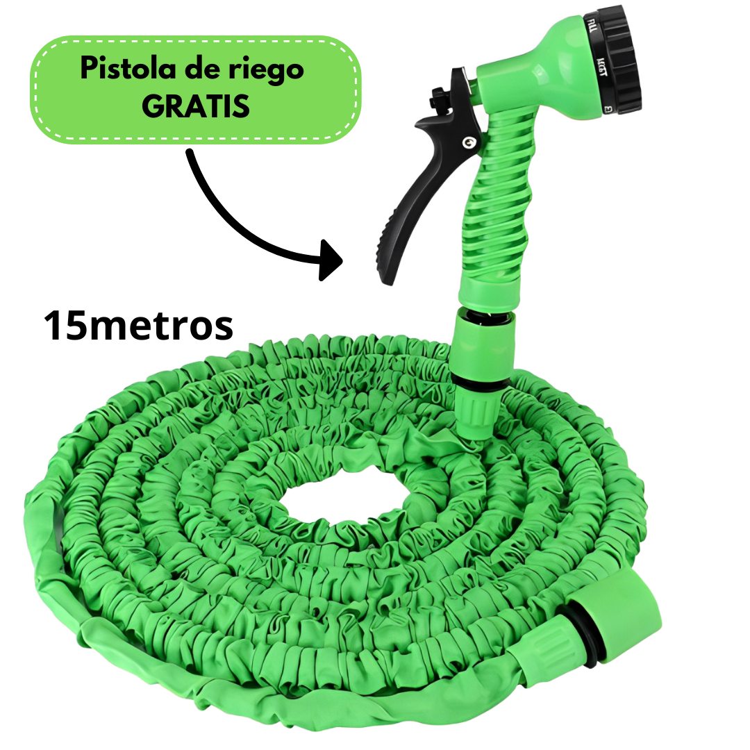 Manguera de jardín 15m + Pistola de riego gratis