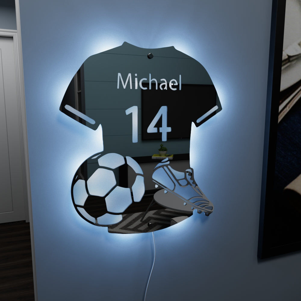 Reflejo de Campeón: Espejo LED Personalizado para Futbolistas