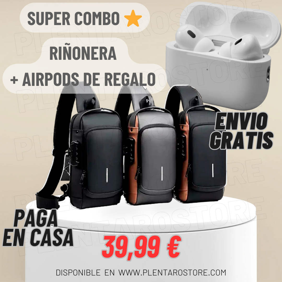 PACK Bolso cruzado antirrobo + AIRPODS de Regalo 🎁