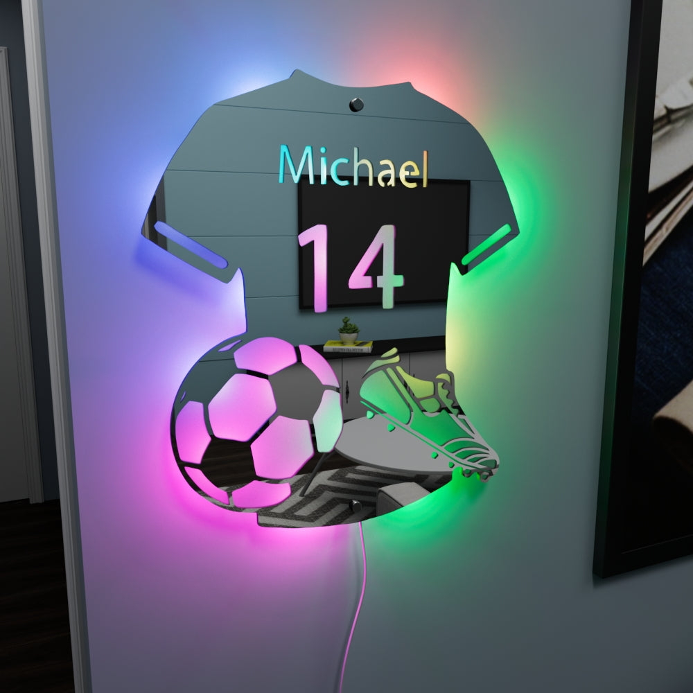 Reflejo de Campeón: Espejo LED Personalizado para Futbolistas